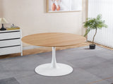 42.1"OAK COLOR TOP Tulip Table Mid-century Dining Table for 4-6 people With Round Mdf Table Top, W234P370301
