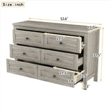 Retro Farmhouse Style Wooden Dresser with 6 Drawer, Storage Cabinet for Bedroom, Anitque Gray WF317946AAG