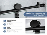 56"-60" W x 60" H Matte Black Frameless Single Sliding Shower Door, Bathtub Door, 5/16" T5595P616437