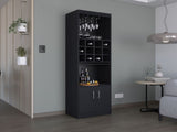 Kevil 71-Inch Tall Bar Cabinet 5-Tier Modern Bar Cabinet with Glass Holder Stemware Rack, Wine B200P188835