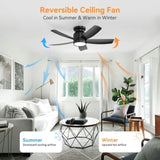 42 Inch Flush Mount Ceiling Fans with LED Light 22W and Remote Control 5 ABS Fan Blades for Bedroom W882P293991