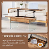 Multifunctional Lift Top Coffee Table -Light Wood Color Grain Sticker, Essential for Modern W2920P226073