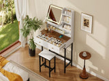 Makeup Vanity with LED Lighted Mirror, 360&deg Rotatable Mirror, Vanity Desk with 2 Drawers,Power N704P385441K