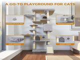 84.6 in Light Gray Cat Tree Tower with Wide Base, 3 Large Hinding Condo, 11 Scratching Post, 03217192