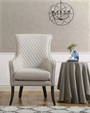 Classic Luxury Quilted Accent Chair 1pc Beige Upholstery Nailhead Trim Foam Seat Cushion Solid Wood B011P315637