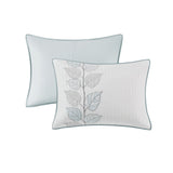 6 Piece Embroidered Quilt Set with Throw Pillows Blue King/Cal King B03597615