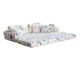 Abstract Line Printed Convertible Sleeper Sofa Bed High Density Compressed Sponge Foldable T6623P600687