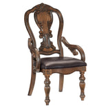Traditional Formal Dining Furniture Armchairs Set of 2pc Dark Oak Finish Wood Frame Faux Leather B011121856