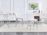 A set of 2 white vintage crocodile bar chairs, featuring crystal clasp design and synthetic W3875P383095
