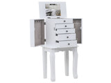 Standing Jewelry Armoire with Mirror, 5 Drawers & 8 Necklace Hooks, Jewelry Cabinet Chest with Top 57172221
