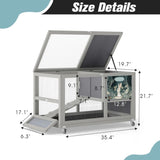 2-Tier Bunny Hutch, Wood Rabbit Cage on Wheels with Openable Roof, Ramp, Easy-to-Clean Tray, Guinea W2181P356045