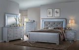1pc Modern Nine Drawer Dresser Mirror Accents Chrome Hardware Faux Crystal Accent Silver B2741P326189
