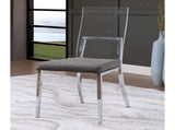 Set of 2 Acrylic and Leatherette Padded Dining Chairs in Chrome Finish B016P156801