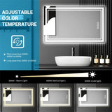LED Bathroom Mirror 36" x 28" Front and Backlight, 5 Mins Defog, 5MM Full HD Reflected Wall Mounted T3177P284018
