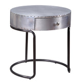 ZNTS Aluminum and Black Storage End Table B062P189153