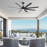 ZNTS 72" Supper Large Integrated LED Light Ceiling Fan with Black ABS Blade 35538391