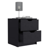 Basilea 2 Drawers Nightstand , End Table, Side Table Pull Out System -Black B07092138