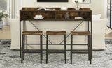 59 inch bar table, dining table, sofa table with power socket and LED light, 3 saddle stools, W2972P313231