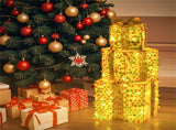 Set of 3 Christmas Lighted Gift Boxes with 90 Warm Lights, PVC SequinsBows, 10"/8"/6" Sizes 13436760