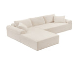 Full-Compression Chaise Lounge Set Modular Corduroy Sectional with Arched Armrests, Non-Slip Base, 37608560