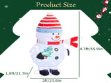 4.7FT Chubby Snowman Christmas Decoration with Striped Hat, Cloth-Covered Fleece Fabric, 120 24079351