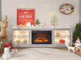 Silver Mirror Modern TV Stand with 18 Inch Fireplace Insert & Storage Shelves, Medium Density 94804754
