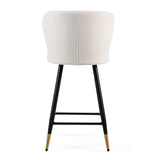 25.79'' modern style barstool, with white seats, black metal legs, and gold - tipped ends,suitable N780P228983W