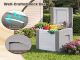 27 Gallon Outdoor PP Deck Box Waterproof Patio Storage Box with Side Handles & Dual-Tone Design-Gray 59437572