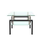 ZNTS Rectangle Black Glass Coffee Table, Clear Coffee Table, Modern Side Center Tables for Room, 88320604