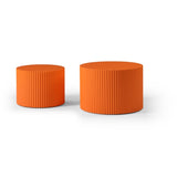 ZNTS MDF Nesting Table Set of 2,Handcraft Round Coffee Table for Living Room/Leisure Area, Orange W87682179