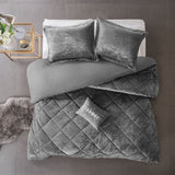 Full/Queen Velvet Duvet Cover Set with Throw Pillow B03596050
