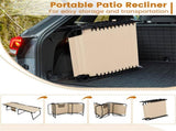 Oversized Patio Chaise Lounge, 27" Wide 4-Position Adjustable Backrest Folding Tanning Chair-Beige 16283280