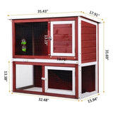 ZNTS Wood Rabbit Hutch, Pet Playpen with 2 Stories, Ramp, Doors, Pull-out Tray, Water Bottle, Outdoor W2181P153136