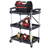 ZNTS 3 Layers Folding Collapsible Service Cart Pack-N-Roll Folding Collapsible Service Cart, Black, 50 W46578737