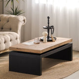 ZNTS Black and Natural Wood Living Room Table Versatile Coffee Table 2-Tiered Wood Tabletop Table 47.6" L W2729P198992