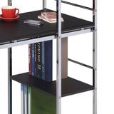 ZNTS Black and Chrome Writing Desk with Shelf B062P209207