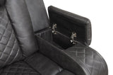 LED & Power Reclining Loveseat Made With Faux Leather in Black 659436023932