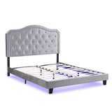 Upholstered Bed Button Tufted with Curve Design - Strong Wood Slat Support - Easy Assembly - Light W311P228694