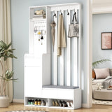 ON-TREND Contemporary 39.3''Wx70.8''H Hall Tree Storage with Cushioned Storage Bench, N721P179243K