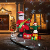 7.5FT Lighted Christmas Inflatable Decoration, Inflatable Black Santa Playing Electric Guitar, Funny 18659500