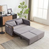 MH 54" Modern Convertible Sofa Bed with 2 Detachable Arm Pockets, Velvet Loveseat Multi-position W1193P254887