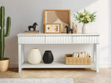 Modern Console Table with 3 Drawers and Open Storage Shelf, Entryway Table Narrow Long Sofa Table 09904615