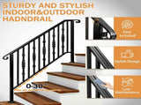 Matte Black Outdoor 4 Level Iron Handrail 88619565