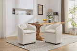 059-Set of 1 Chenille Fabric Dining Armchair With Back Cushion and Universal Wheels,Beige W527P242555