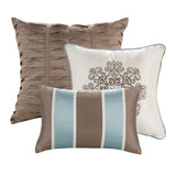 Jacquard 7 Piece Comforter Set Blue Queen B03596988