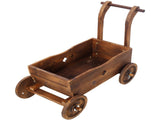 Wooden Wagon Box, Mobile Garden with 4 Wheels, Handle, Drain Hole, Decorative Flower 32362630