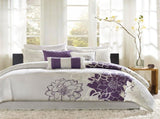 Printed Cotton Sateen Comforter Set Taupe Grey/Purple Twin/Twin XL B03596996