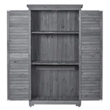 ZNTS Wooden Garden Shed 3-tier Patio Storage Cabinet Outdoor Organizeren Lockers with Fir 02399608