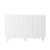 ON-TREND Cream Style Minimalist Shoe Cabinet with 5 Solid Wood Legs, Sideboard Buffet Cabinet with N721P180695K