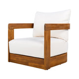 Premium Acacia Wood Outdoor Club Chair, Curved Tub Design, Water-Resistant Cushions, All-Weather N767P314269B
